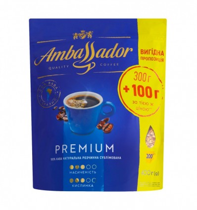 Кава Ambassador Premium натуральна розчинна сублімована 400г