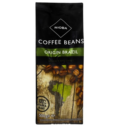 Кава Rioba Coffee Beans бразильська натуральна смажена у зернах 500г