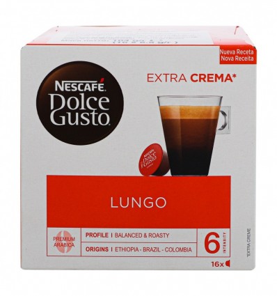 Кава Nescafe Dolce Gusto Лунго смажена мелена 16х6.5г