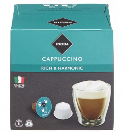 Кофе Rioba Cappuccino молотый обжаренный в капсулах 8 порций