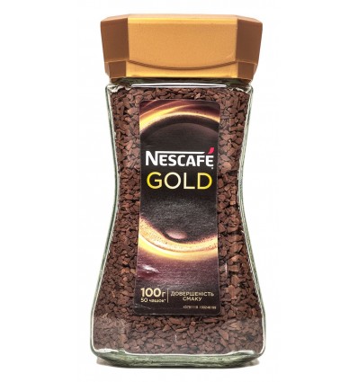 Кофе Nescafe Gold 100% натуральный растворимый сублимированный 100г