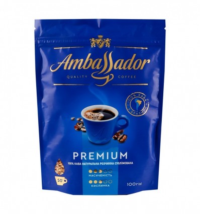 Кофе Ambassador Premium натуральный растворимый 100г