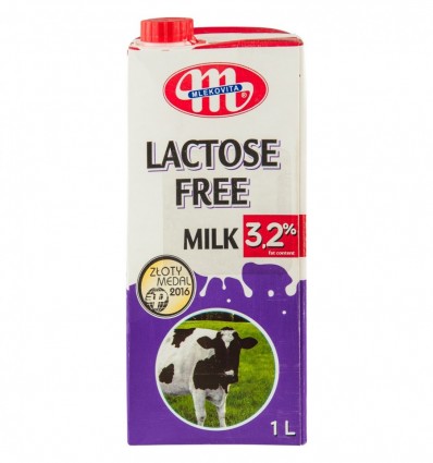 Молоко Mlekovita коровье питьевое без лактозы 3,2% 1л