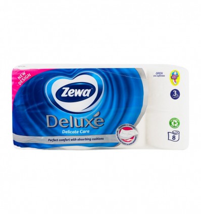 Бумага туалетная Zewa Deluxe Delicate Care 3-х слойная 8шт