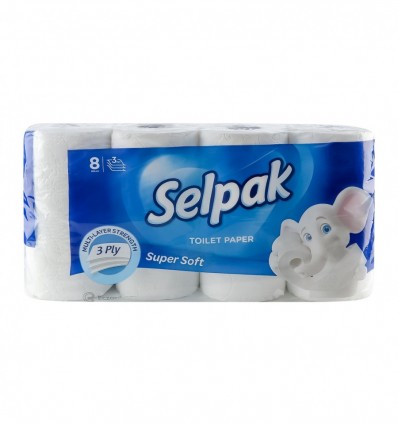 Папір туалетний Selpak Super Soft 3-х шаровий 8шт