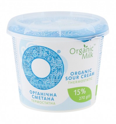 Сметана Organic Milk органічна термостатна 15% 270г
