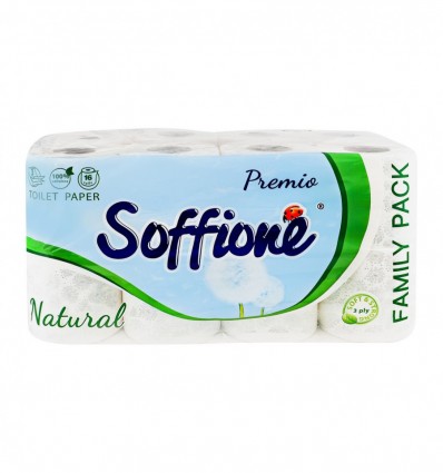 Папір туалетний Soffione Premio Natural 3-х шаровий 16шт