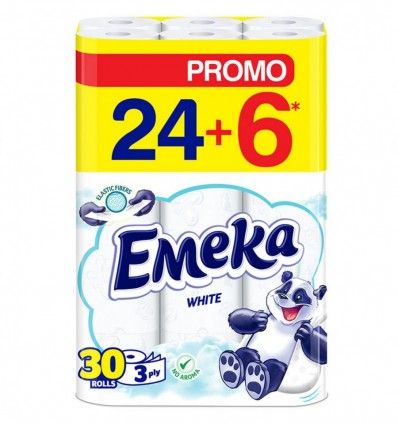 Бумага туалетная Emeka White 3-х слойная 30шт