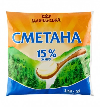 Сметана Галичанська 15% 370г