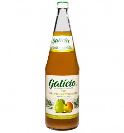 Сок Galicia Яблочно-грушевый неосветлённый пастеризован 1л