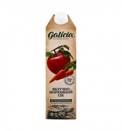 Сік Galicia яблучно-морквяний з м`якоттю 1л