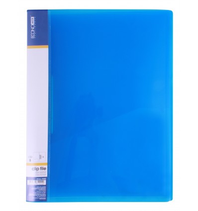 Папка с прижимом А4 пластиковая CLIP В, прозрачно синяя