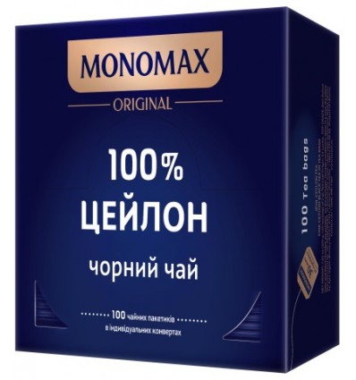 Чай черный МОНОМАХ "100% CEYLON" 100х2г, пакет