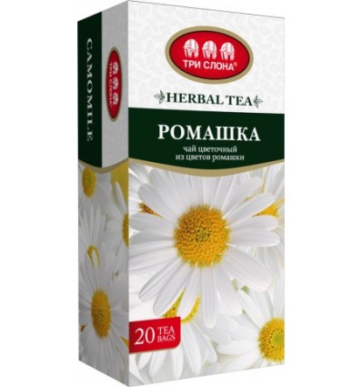 Чай квітковий ТРИ СЛОНА "Ромашка" 20х1г, пакет