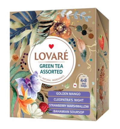 Чай зелений LOVARE асорті 32х1.5г, пакет