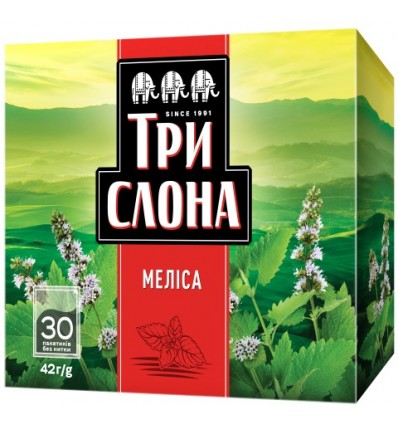 Чай трав'яний ТРИ СЛОНА "Меліса" 30х1.4г, пакет