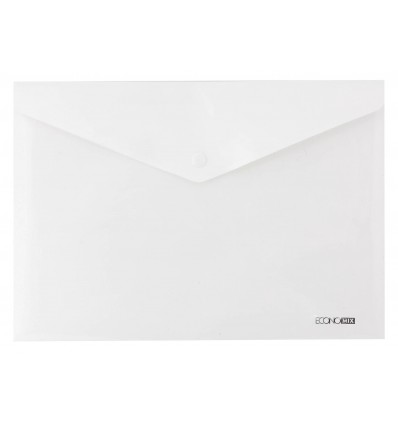 Папка-конверт А4 прозрачная на кнопке, белая (непрозрачная)