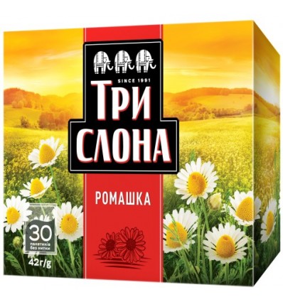 Чай квітковий ТРИ СЛОНА "Ромашка" 30х1.4г, пакет