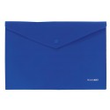 Папка-конверт А4 непрозрачная на кнопке, синяя, диагональ