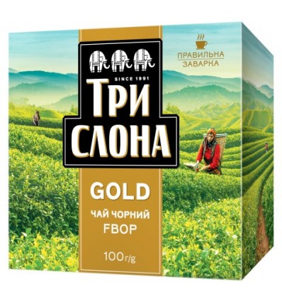 Чай черный ТРИ СЛОНА GOLD 100г, лист