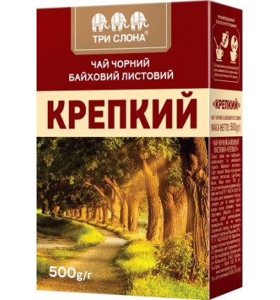 Чай черный ТРИ СЛОНА "Крепкий" 500г, лист