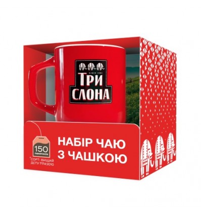 Набор ТРИ СЛОНА "Пакетированный чай 150х2г + чашка"