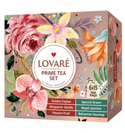 Чай асорті LOVARE PRIME TEA SET 90 пакетиків в індивідуальних конвертах