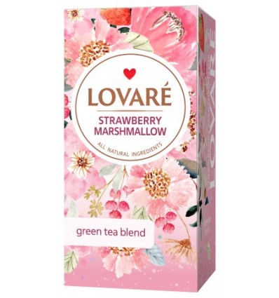 Чай зеленый LOVARE "Strawberry marshmallow" 24,х1.5г пакет