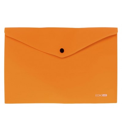 Папка-конверт А4 непрозрачная на кнопке диагональ, оранжевая