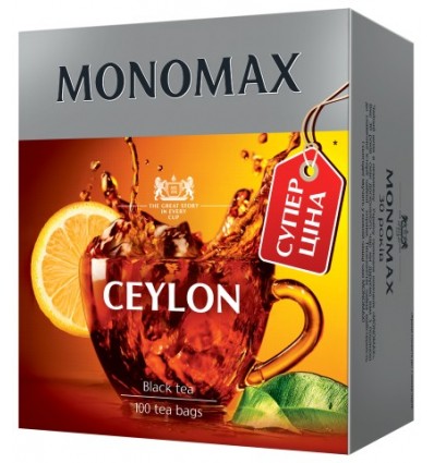 Чай черный МОНОМАХ CEYLON TEA "СУПЕР ЦЕНА" 100х1.5г, пакет