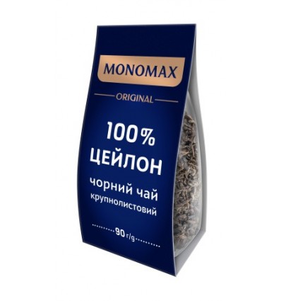 Чай черный МОНОМАХ 100% CEYLON КРУПНОЛИСТОВЫЙ 90г, лист