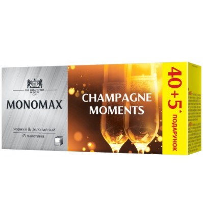 Чай МОНОМАХ CHAMPAGNE MOMENT бленд черного и зеленого 25х1.5г, пакет