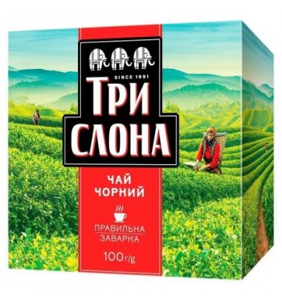 Чай черный ТРИ СЛОНА 100г, лист