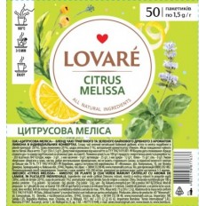 Чай LOVARE "Цитрусовая мелисса" бленд травяного и зеленого 50х1.5г, пакет