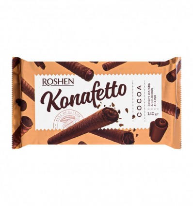 Трубочки вафельні Roshen Konafetto Cocoa з крем-какао 140г