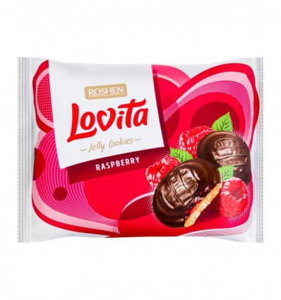 Печиво Roshen Jelly Cookies Lovita Raspberry здобне 420г