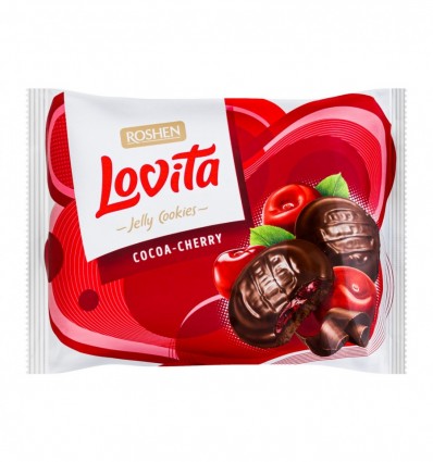 Печенье Roshen Jelly Cookies Lovita Cocoa-cherry сдобное 420г