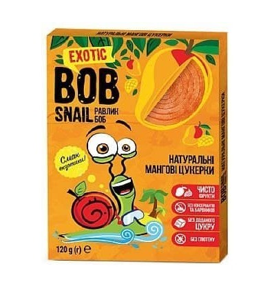 Цукерки Bob Snail Exotic Манго-яблуко фруктові 120г