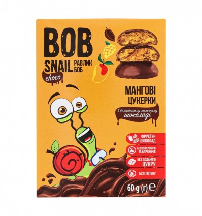 Цукерки Bob Snail мангові у молочному шоколаді 60г