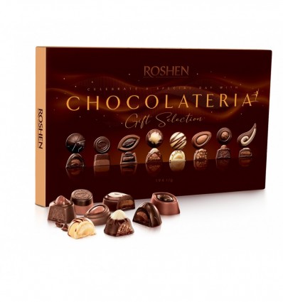 Цукерки Roshen Chocolateria набір шоколадних та пралінових 194г.