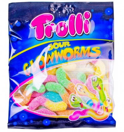 Цукерки Trolli Кислі світлячки фруктові жувальні 100г