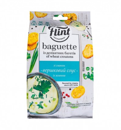Сухарики Flint Baguette Вершковий соус із зеленню 100г