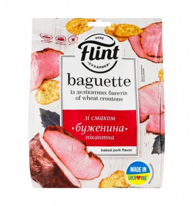 Сухарики Flint Baguette Буженина пікантна пшеничні 100г