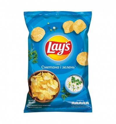 Чипсы Lay`s картофельные со вкусом сметаны и зелени 120г