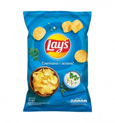 Чипси Lay`s картопляні зі смаком сметани і зелені 60г