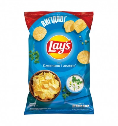 Чипси Lay`s картопляні зі смаком сметани і зелені 170г