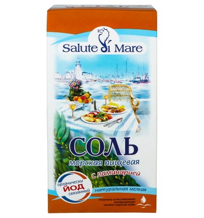 Сіль Salute Di Mare морська натуральна харчова з ламінарією помел №0 750г