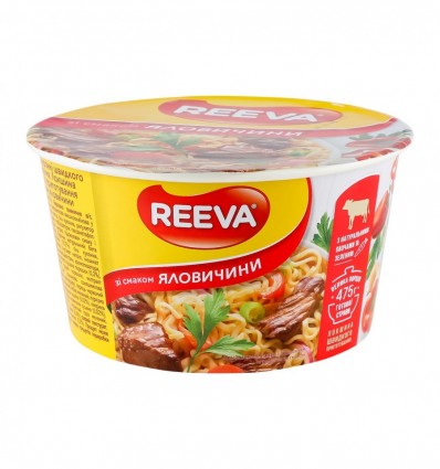 Лапша Reeva быстрого приготовления со вкусом говядины 75г