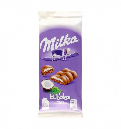 Шоколад Milka Bubbles Кокос молочный пористый 97г