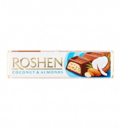 Батон Roshen молочно-шоколадный с миндалем 38г